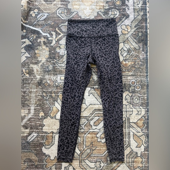 Athleta Elation Leopard Tights Gray Leggings high rise - Picture 2 of 4